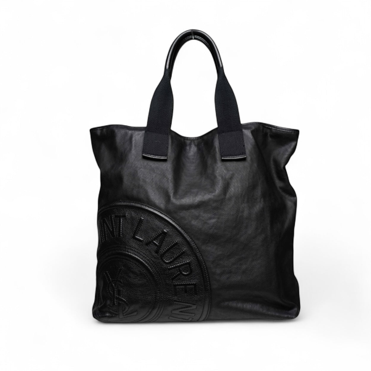 Yves Saint Laurent (YSL) Tragetasche aus Canvas und Leder, Schwarz