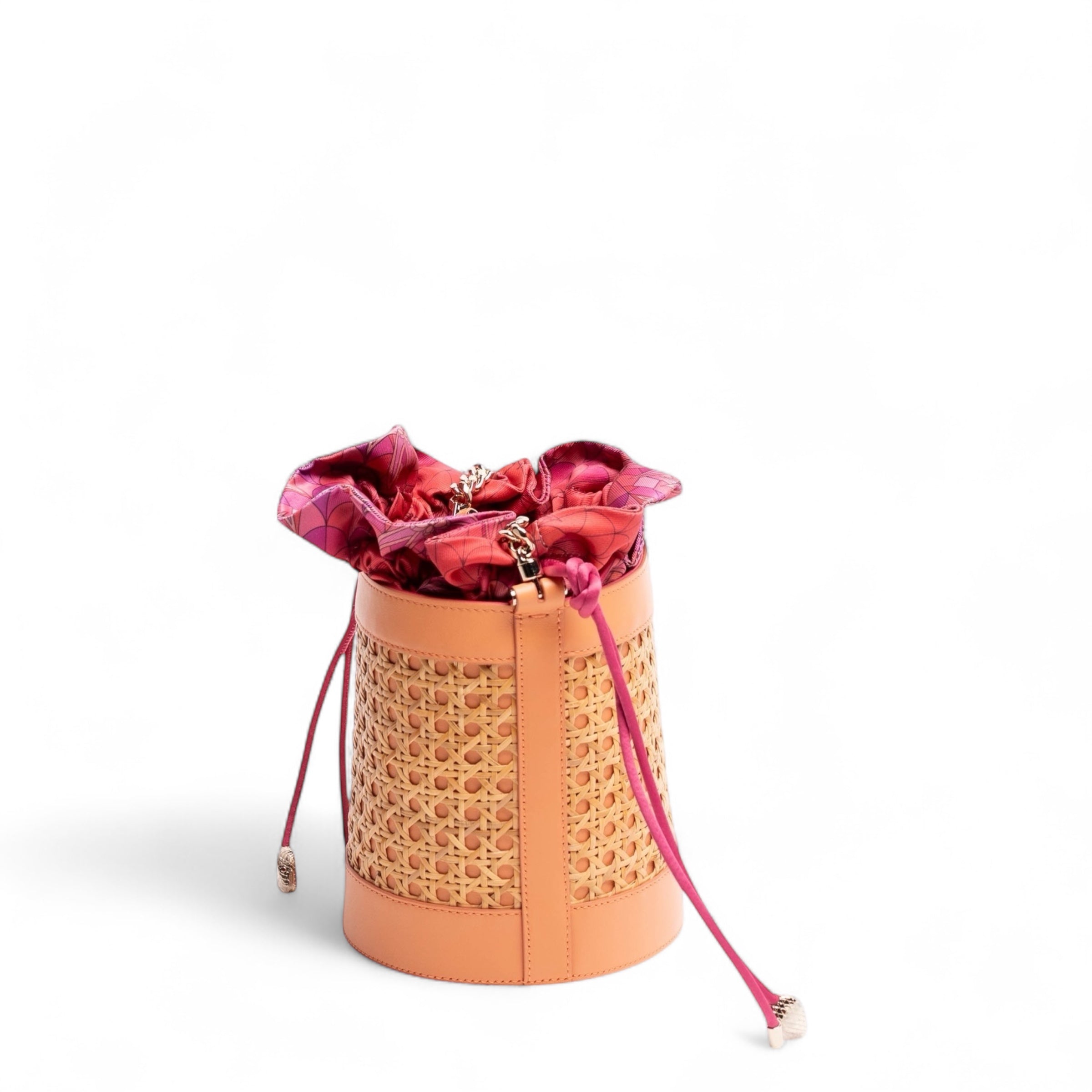 Authentic, Pre-owned Blvgari Rattan & Leather Serpenti Forever Bucket Bag