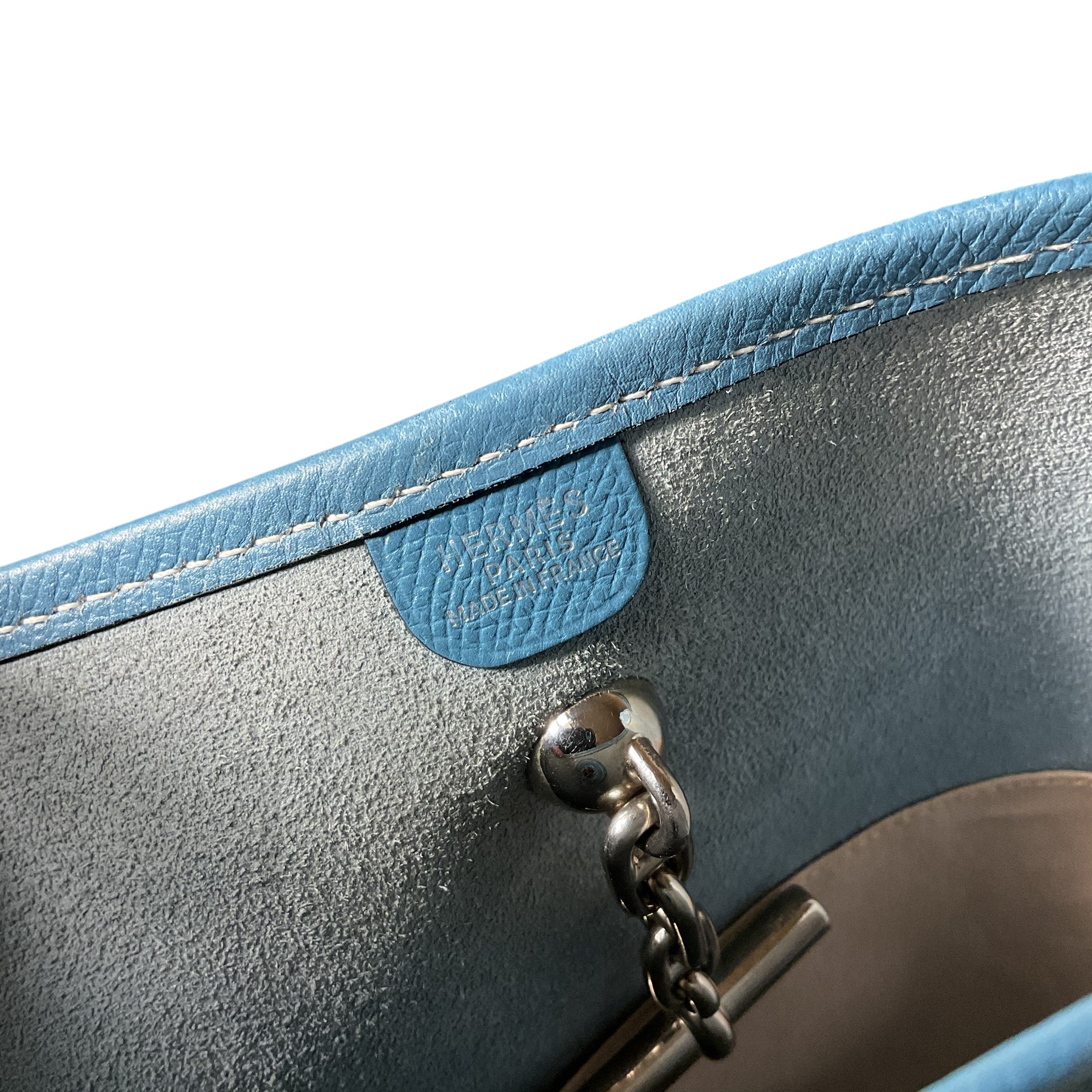 Authentic, Pre-owned Hermes  Vintage "Blue Jean" Vespa Bag in Epson Leather
