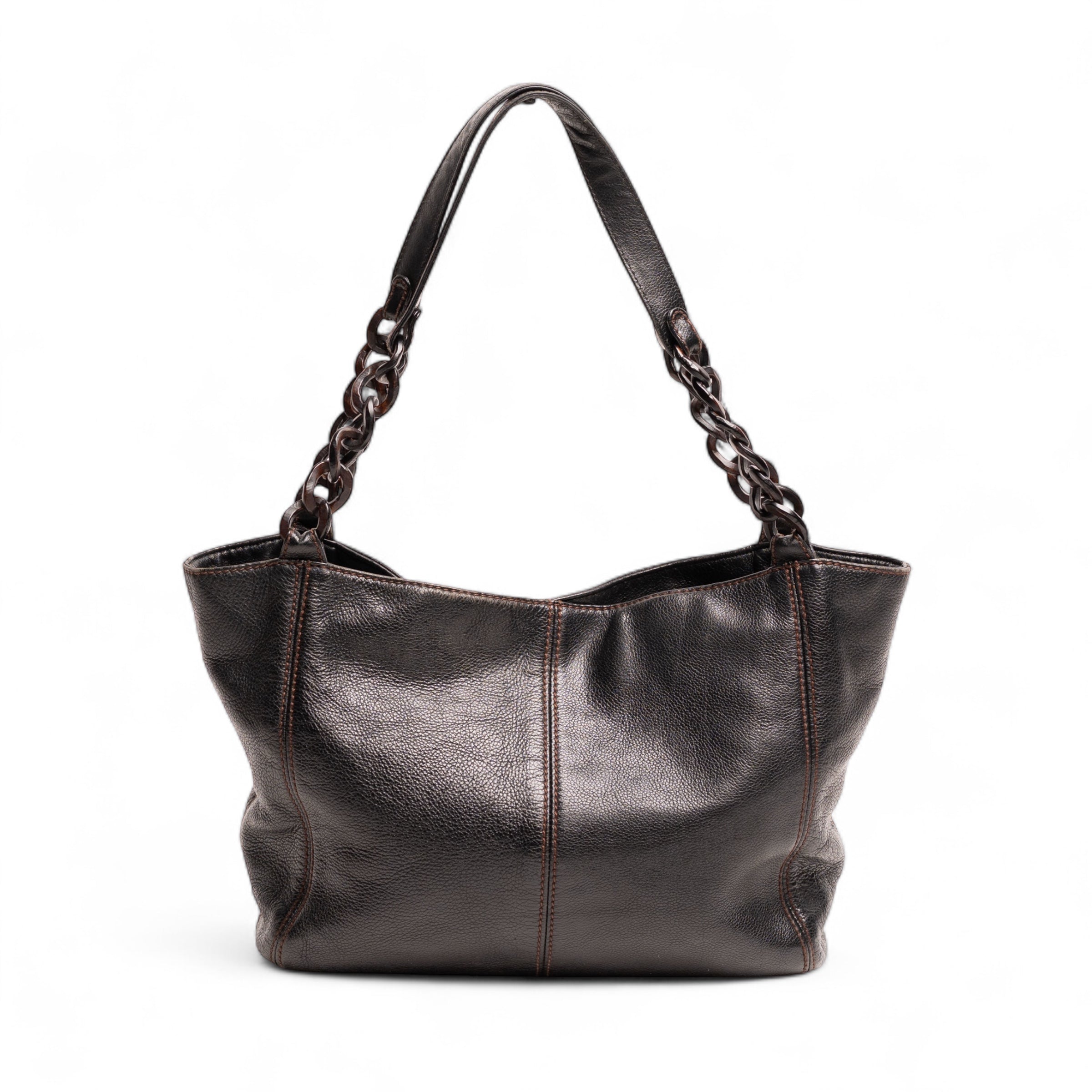 Chanel Tote Bag aus Leder und Holz mit Kettengriff