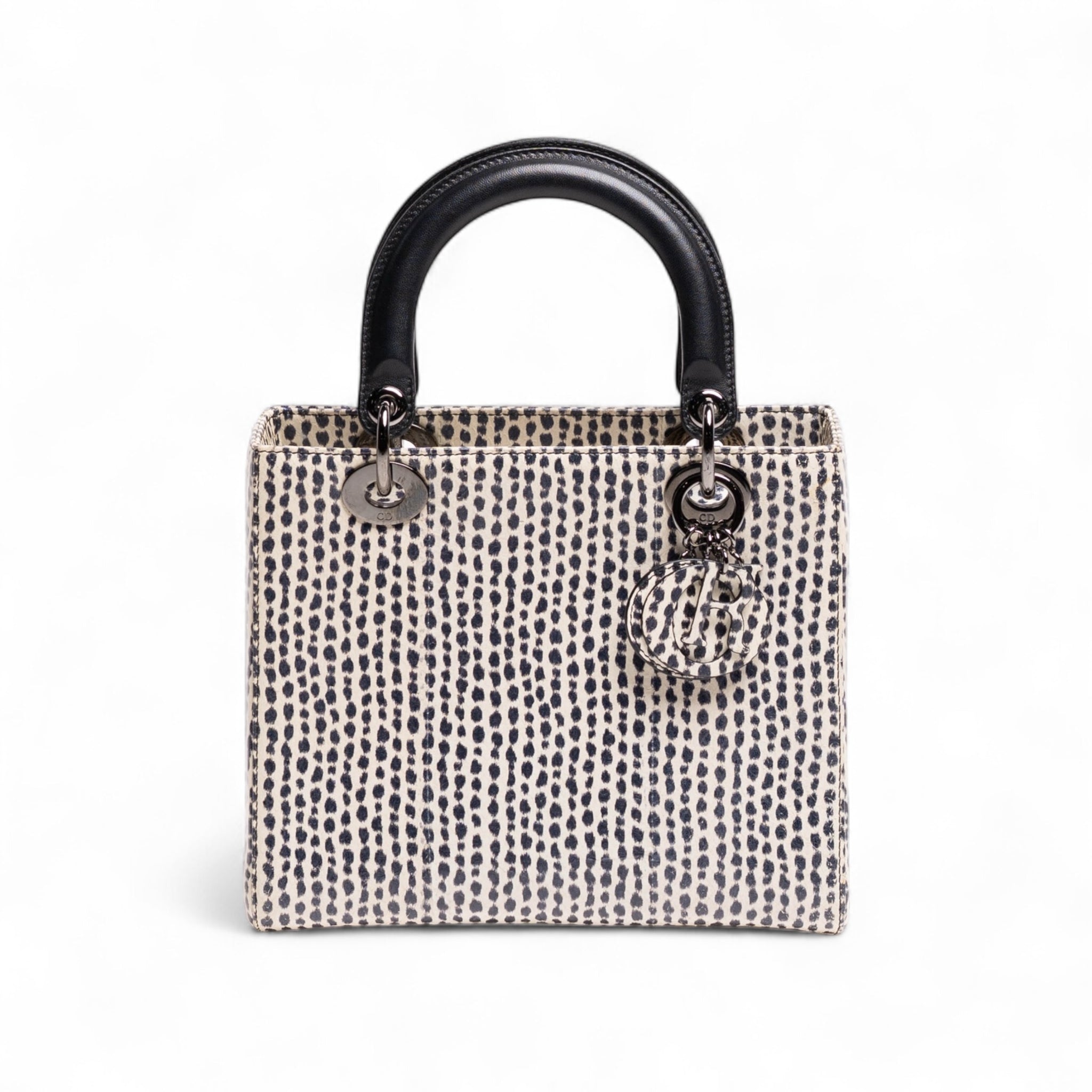 Authentic, Pre-owned, Medium Python Skin Lady Dior Bag, Black & White