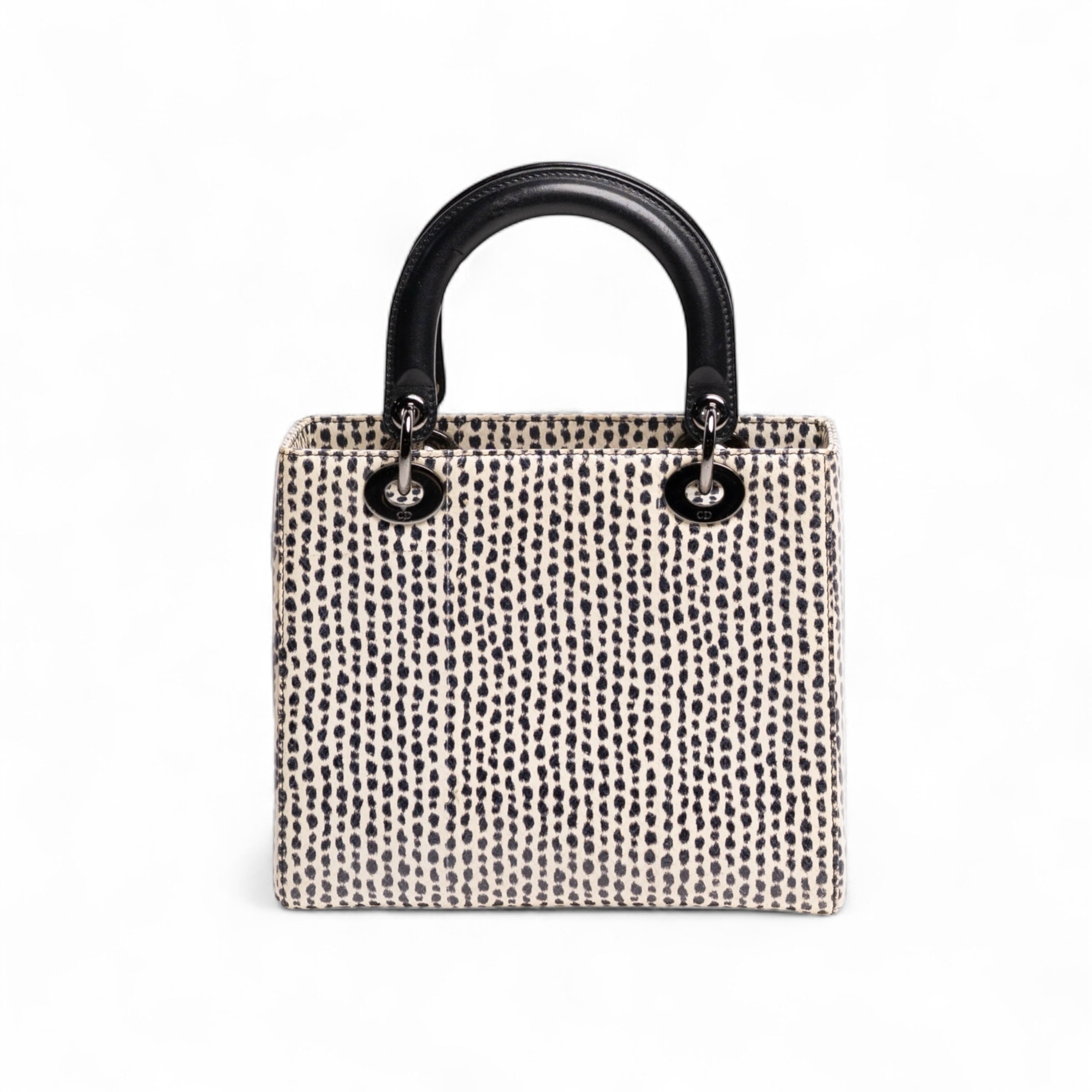 Authentic, Pre-owned, Medium Python Skin Lady Dior Bag, Black & White