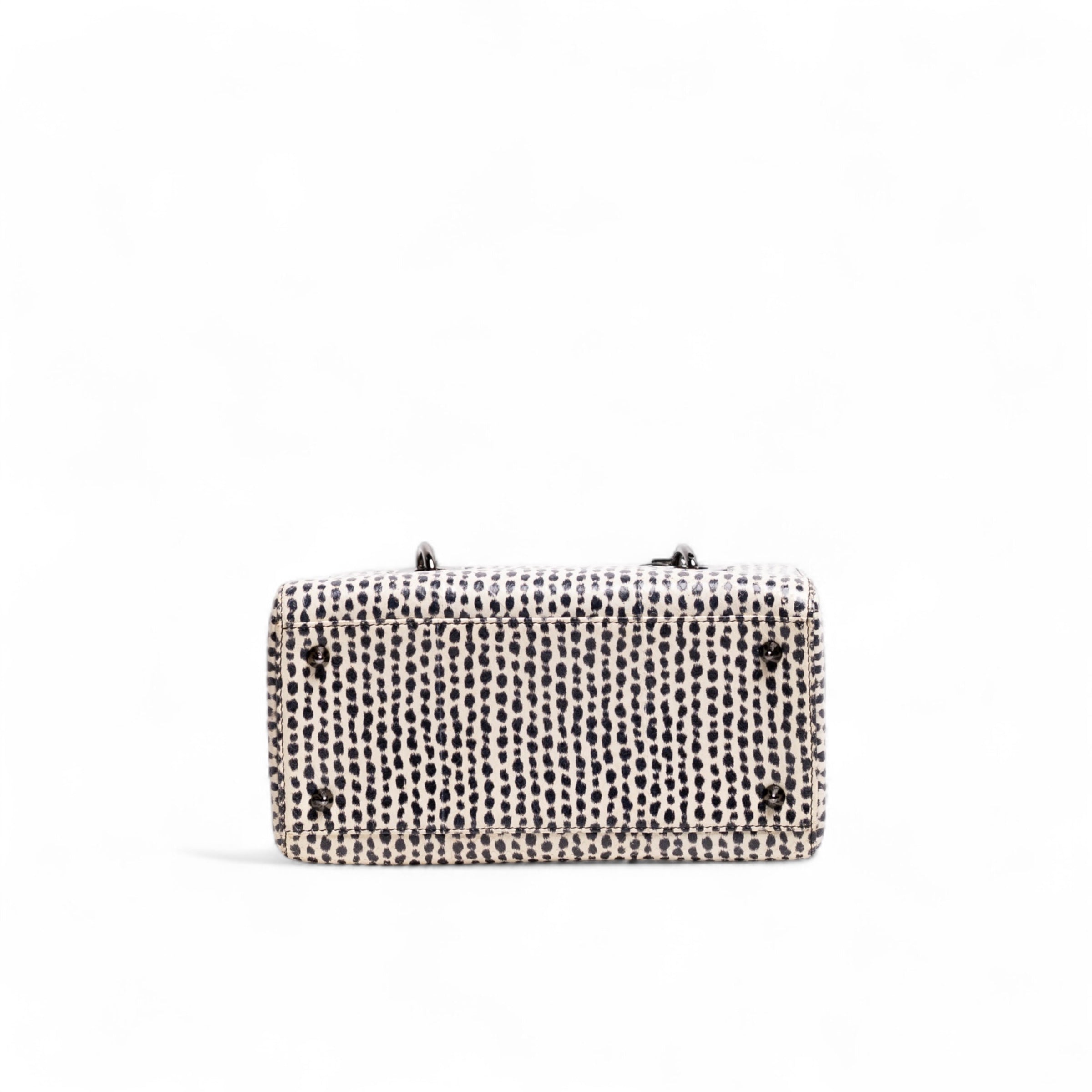 Authentic, Pre-owned, Medium Python Skin Lady Dior Bag, Black & White