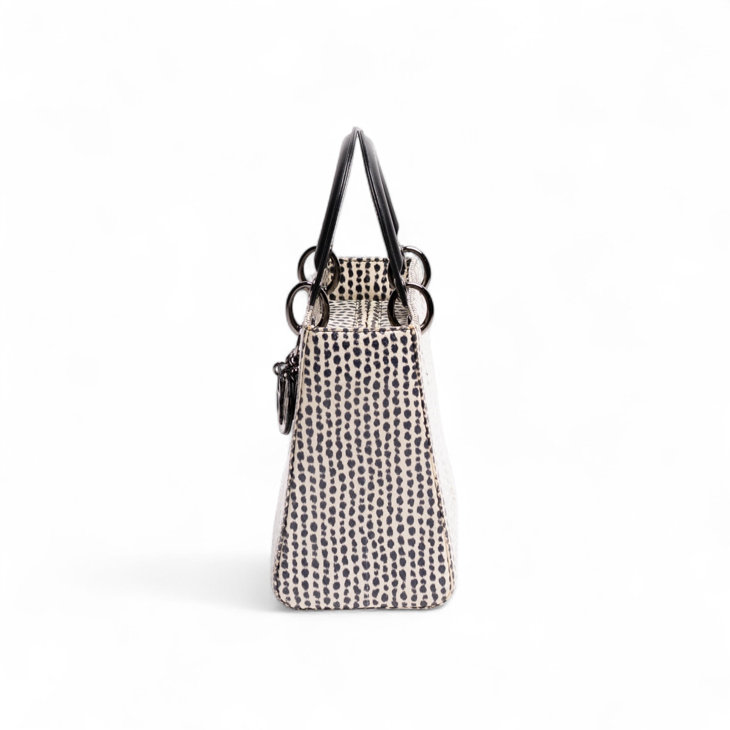 Authentic, Pre-owned, Medium Python Skin Lady Dior Bag, Black & White