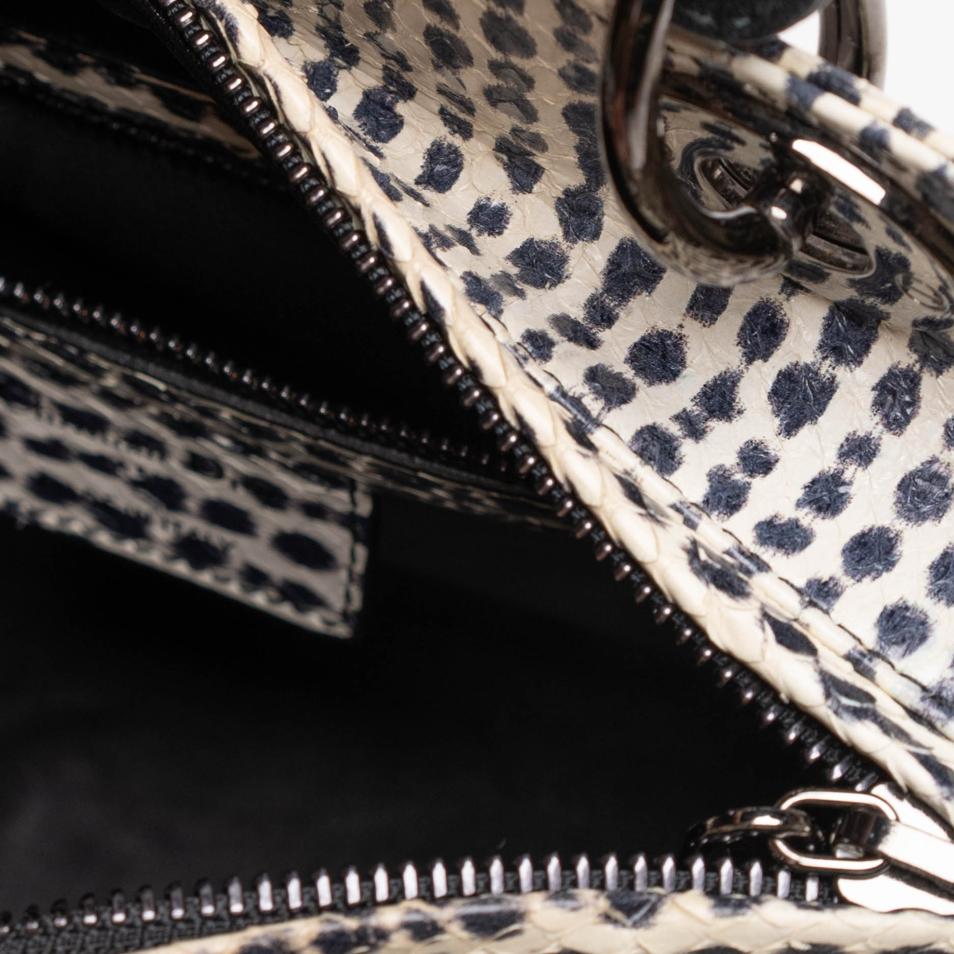Authentic, Pre-owned, Medium Python Skin Lady Dior Bag, Black & White