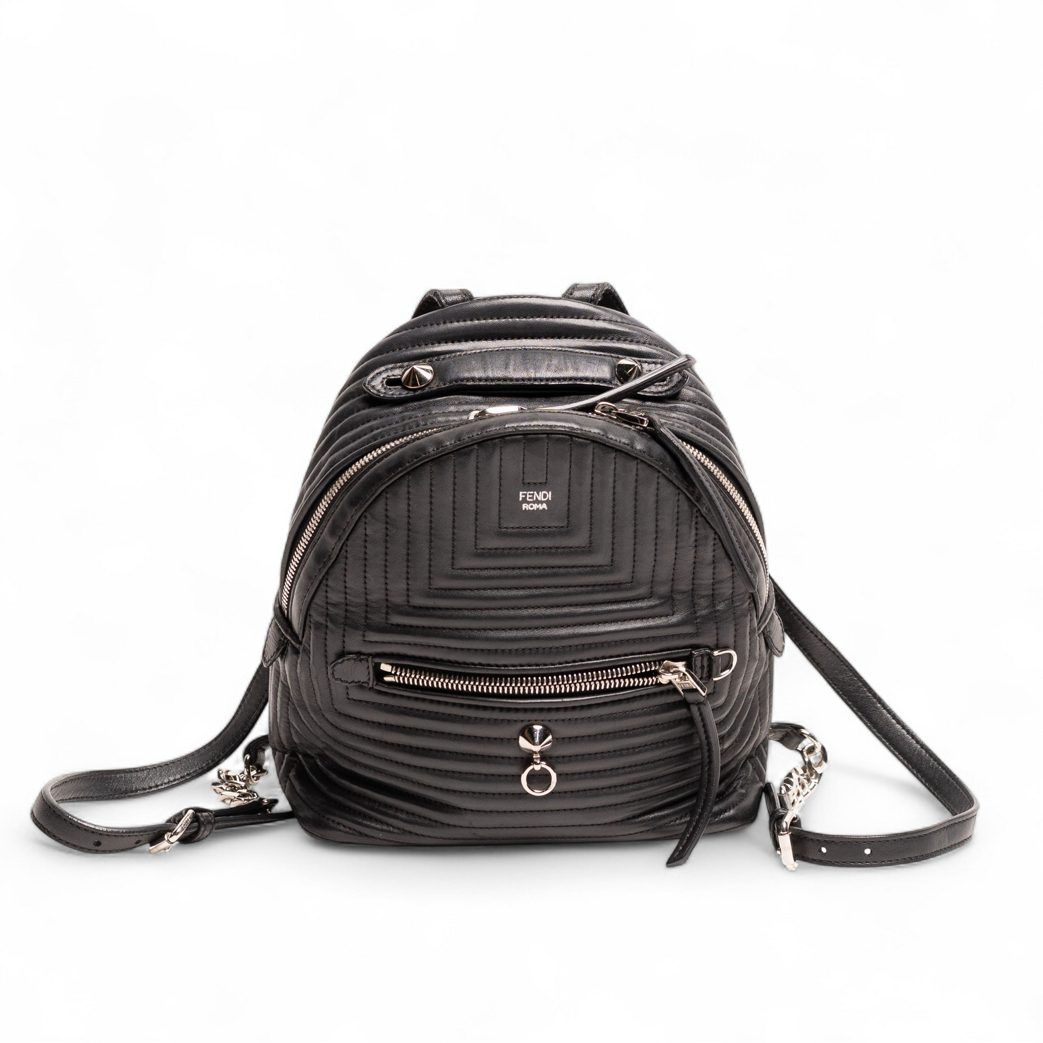 Authentic, Pre-owned Shiny Nappa Trapuntata Mini Backpack, Black
