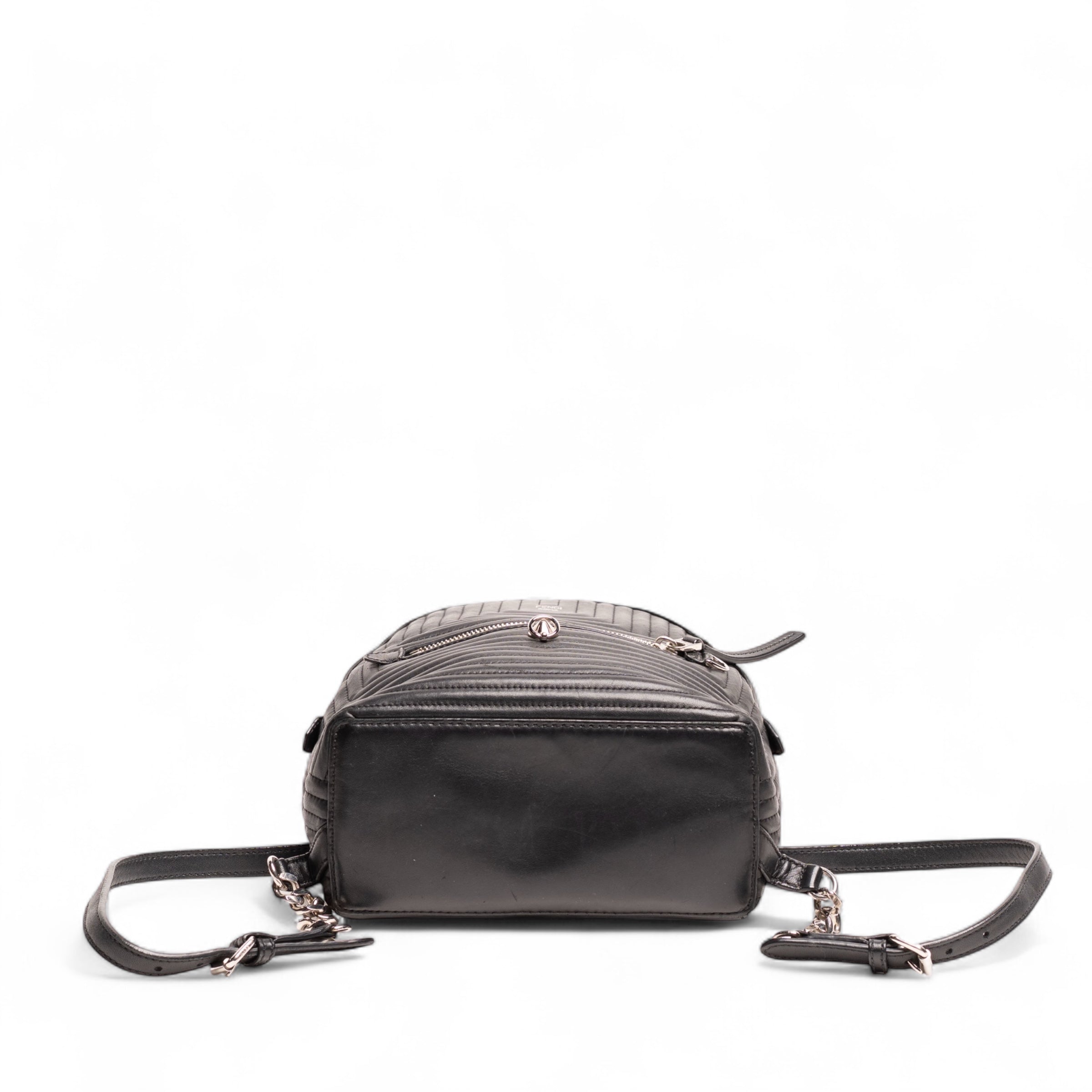 Authentic, Pre-owned Shiny Nappa Trapuntata Mini Backpack, Black