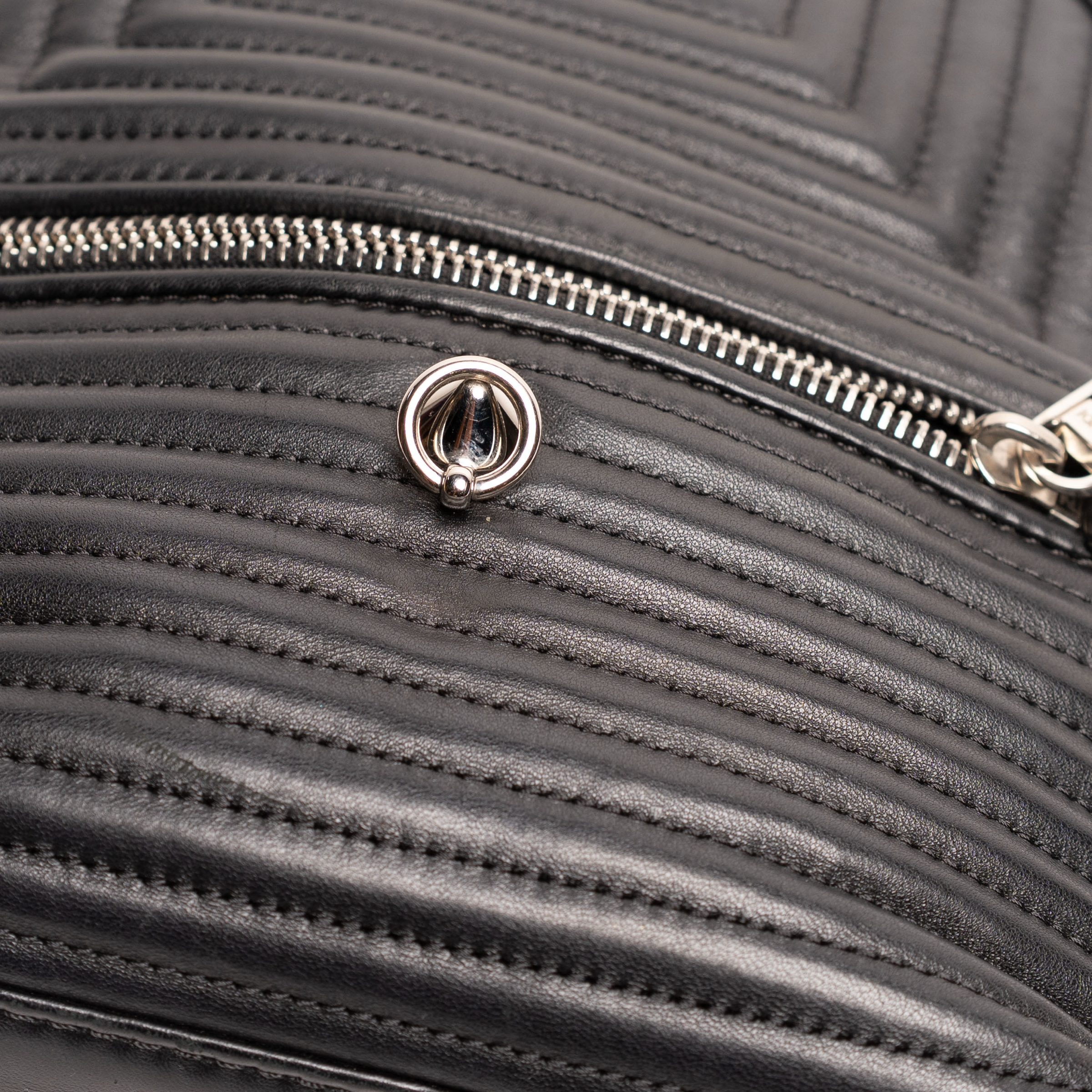 Authentic, Pre-owned Shiny Nappa Trapuntata Mini Backpack, Black