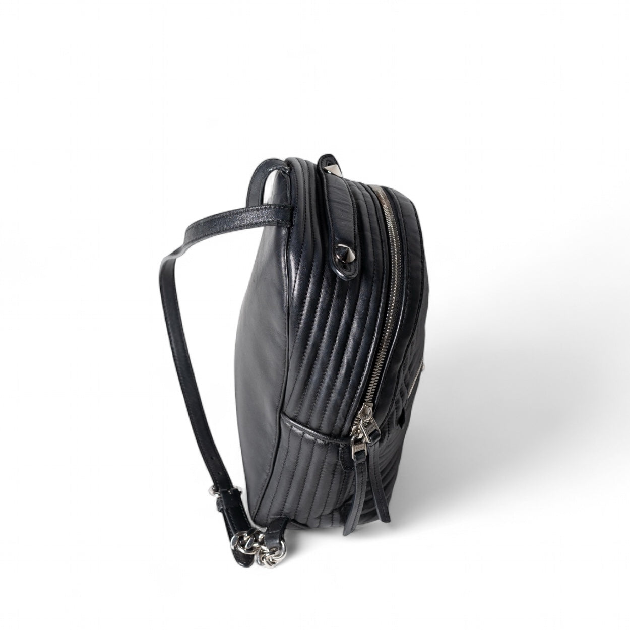Authentic, Pre-owned Shiny Nappa Trapuntata Mini Backpack, Black