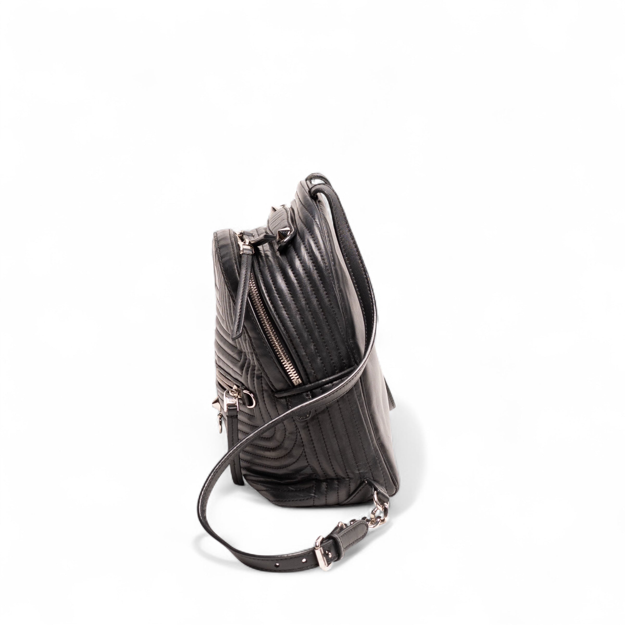Authentic, Pre-owned Shiny Nappa Trapuntata Mini Backpack, Black