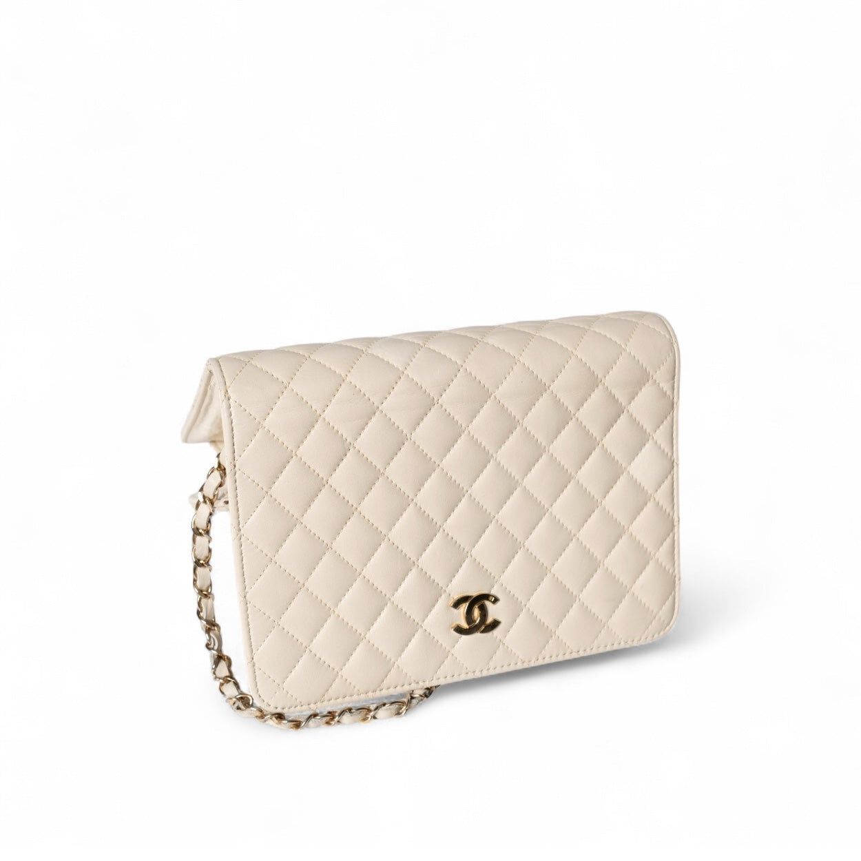 Authentic, Pre-owned Chanel Vintage Matalasse Chain Shoulder Bag, Cream