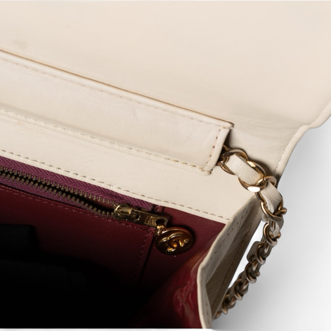 Authentic, Pre-owned Chanel Vintage Matalasse Chain Shoulder Bag, Cream