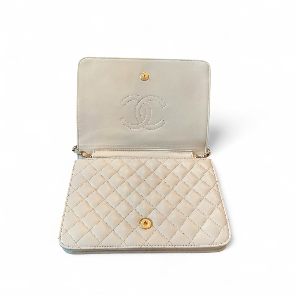 Authentic, Pre-owned Chanel Vintage Matalasse Chain Shoulder Bag, Cream