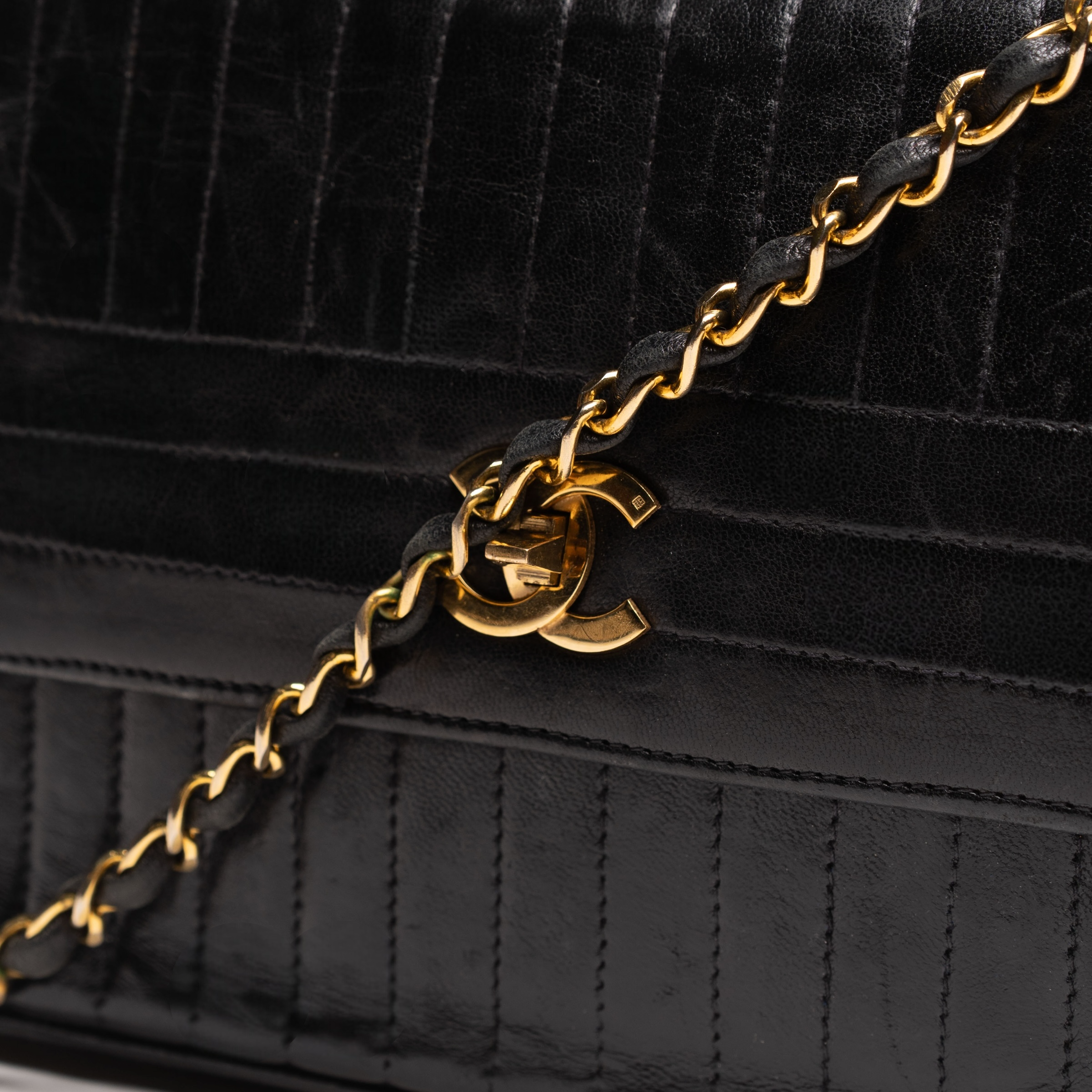 Chanel 2.55 Vintage, vertikale, gesteppte Lammleder-Flap-Tasche