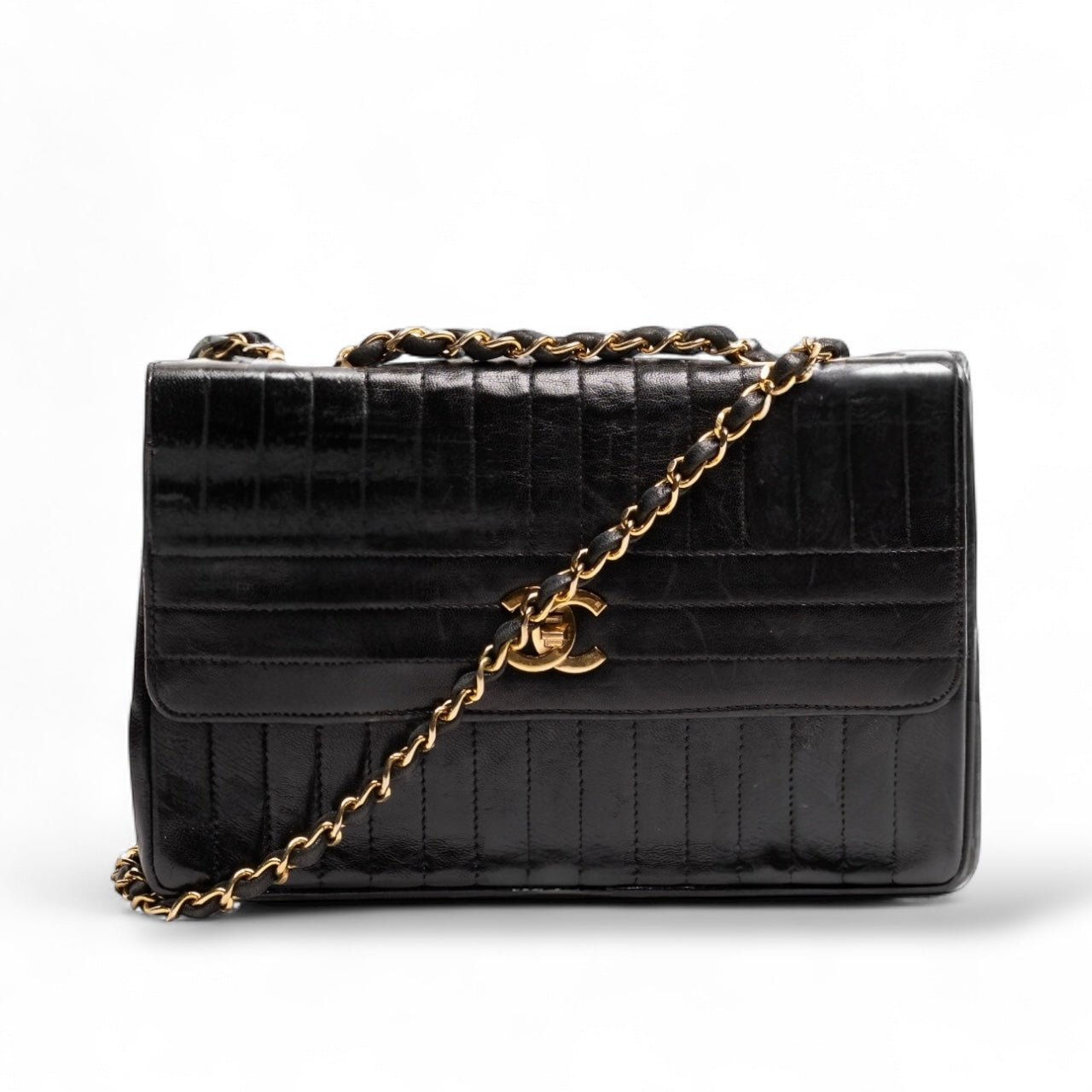 Chanel 2.55 Vintage, vertikale, gesteppte Lammleder-Flap-Tasche