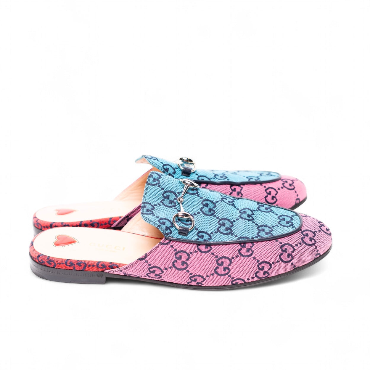 Authentic, Pre-owned Gucci Multi-colored Monogram Princetown Mules,  EU 38