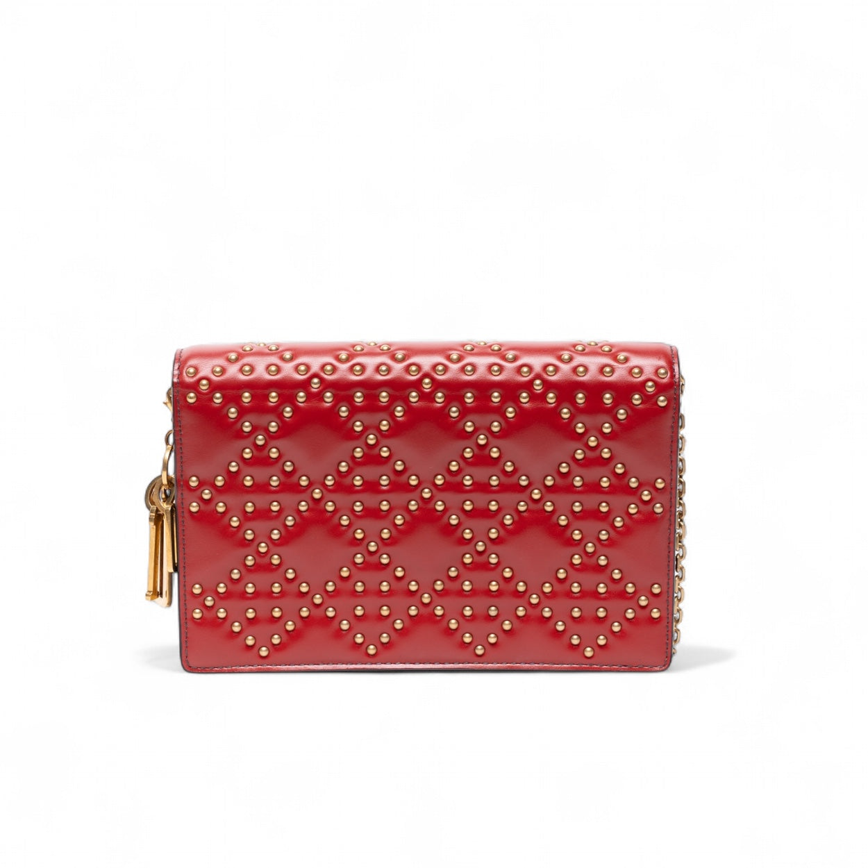 Cartera Cannage de piel de becerro con tachuelas y cadena de Christian Dior