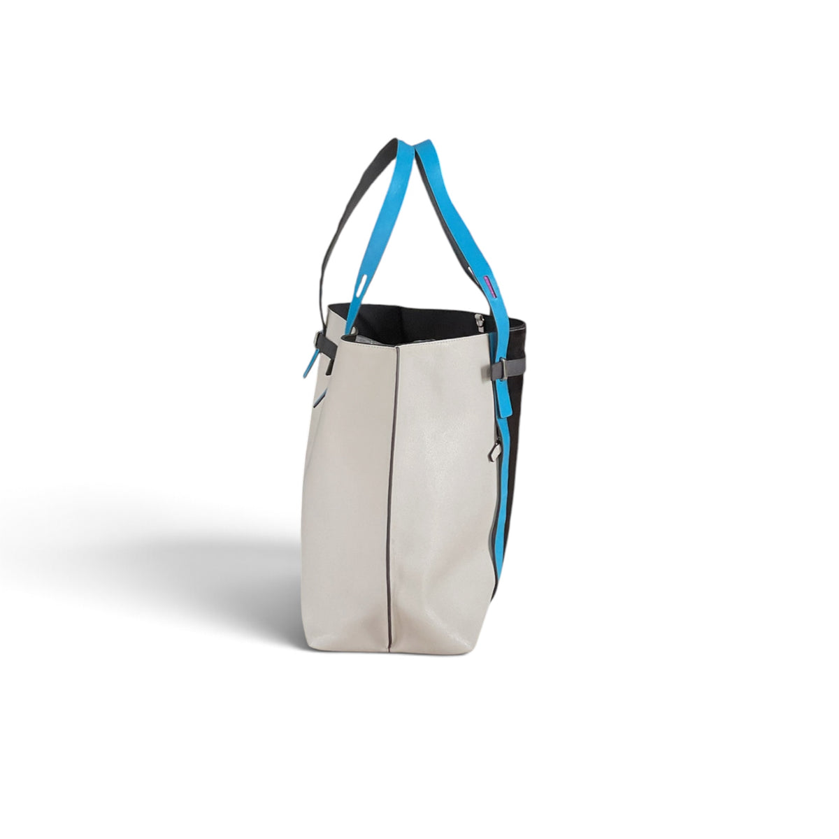 Furla Leather Tri-color Giove Tote With Suede Panel, Gray