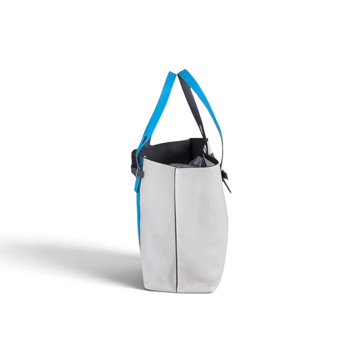 Furla Leather Tri-color Giove Tote With Suede Panel, Gray