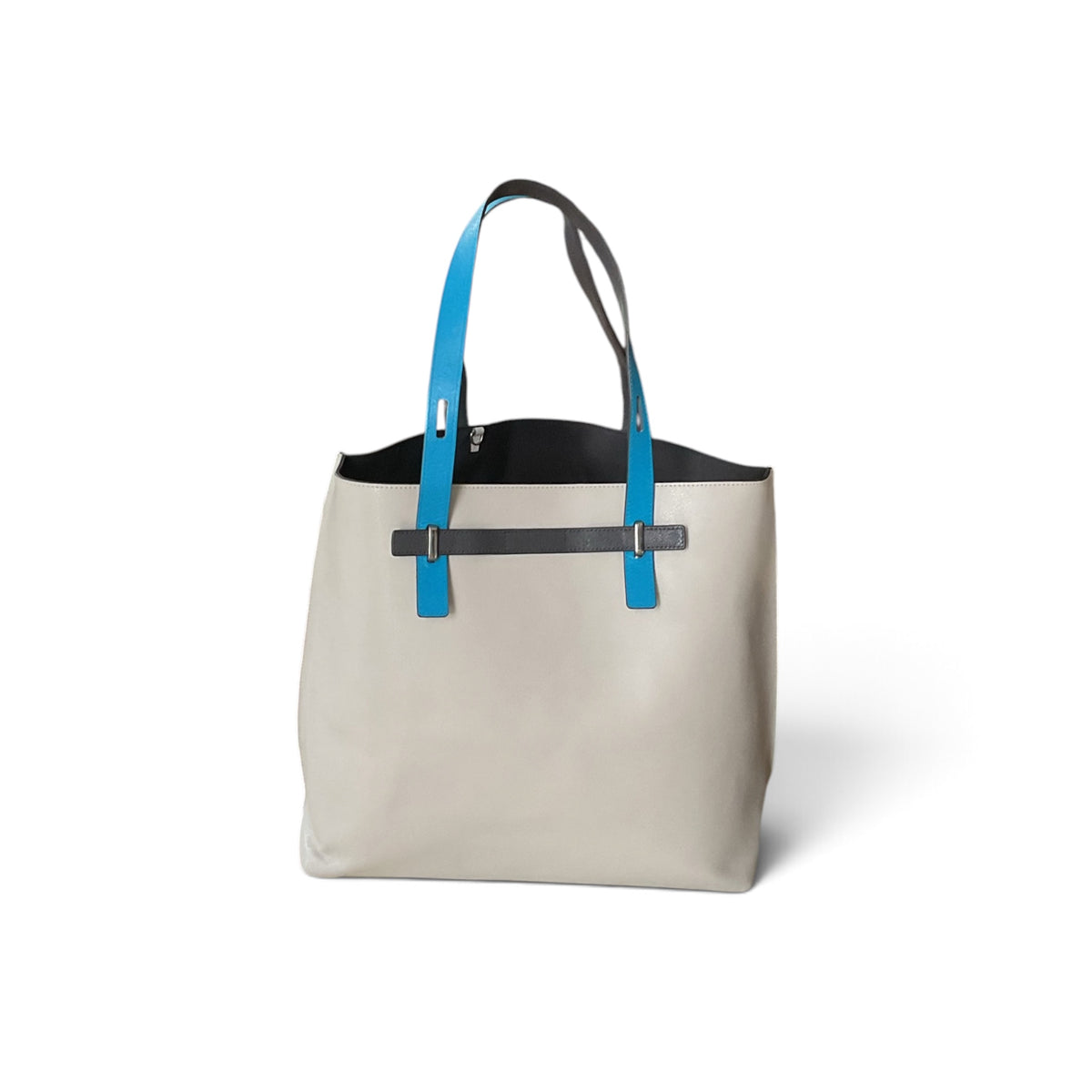 Furla Leather Tri-color Giove Tote With Suede Panel, Gray
