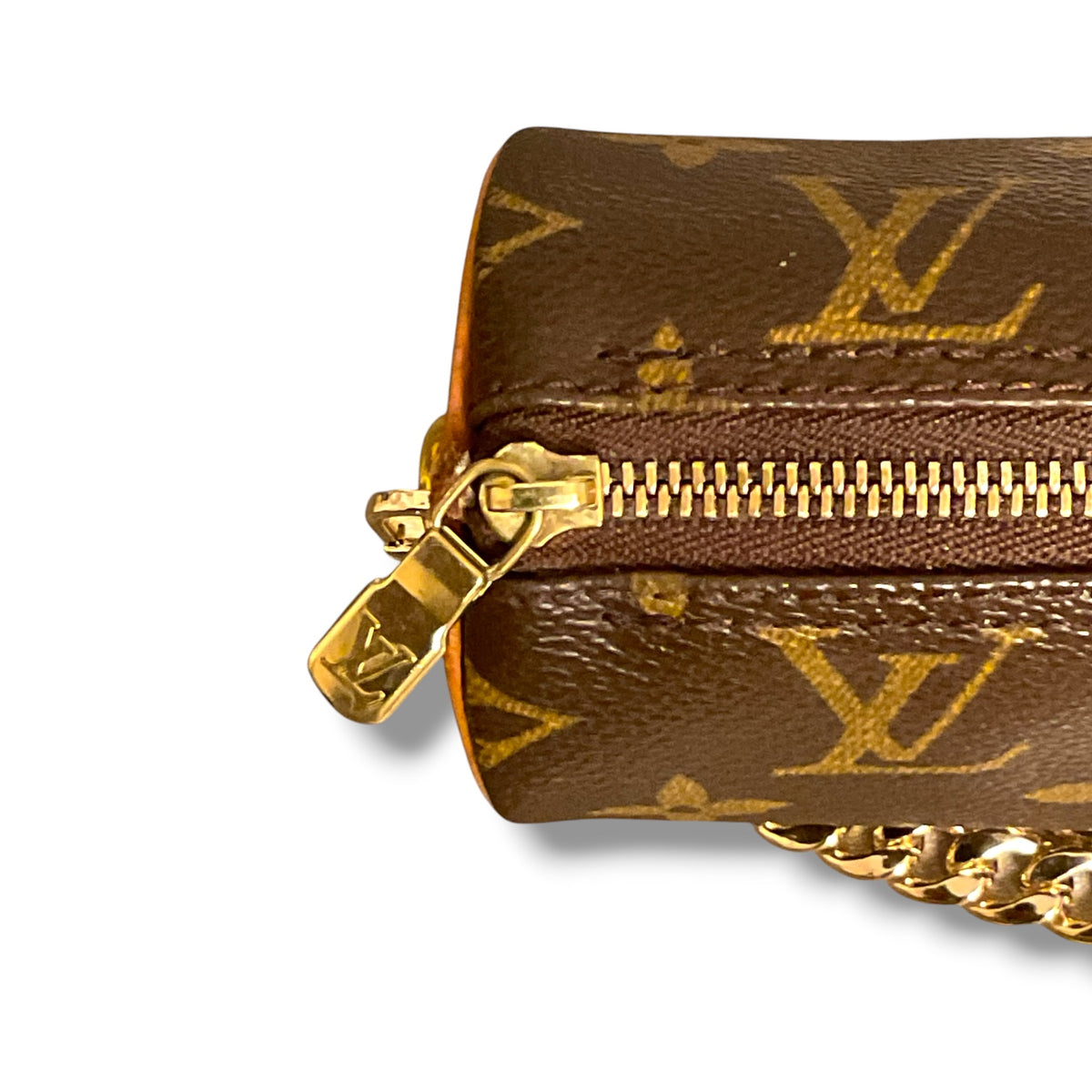 Vintage Louis Vuitton Monogram Mini Papillon Gold-Tone Chain Wristlet