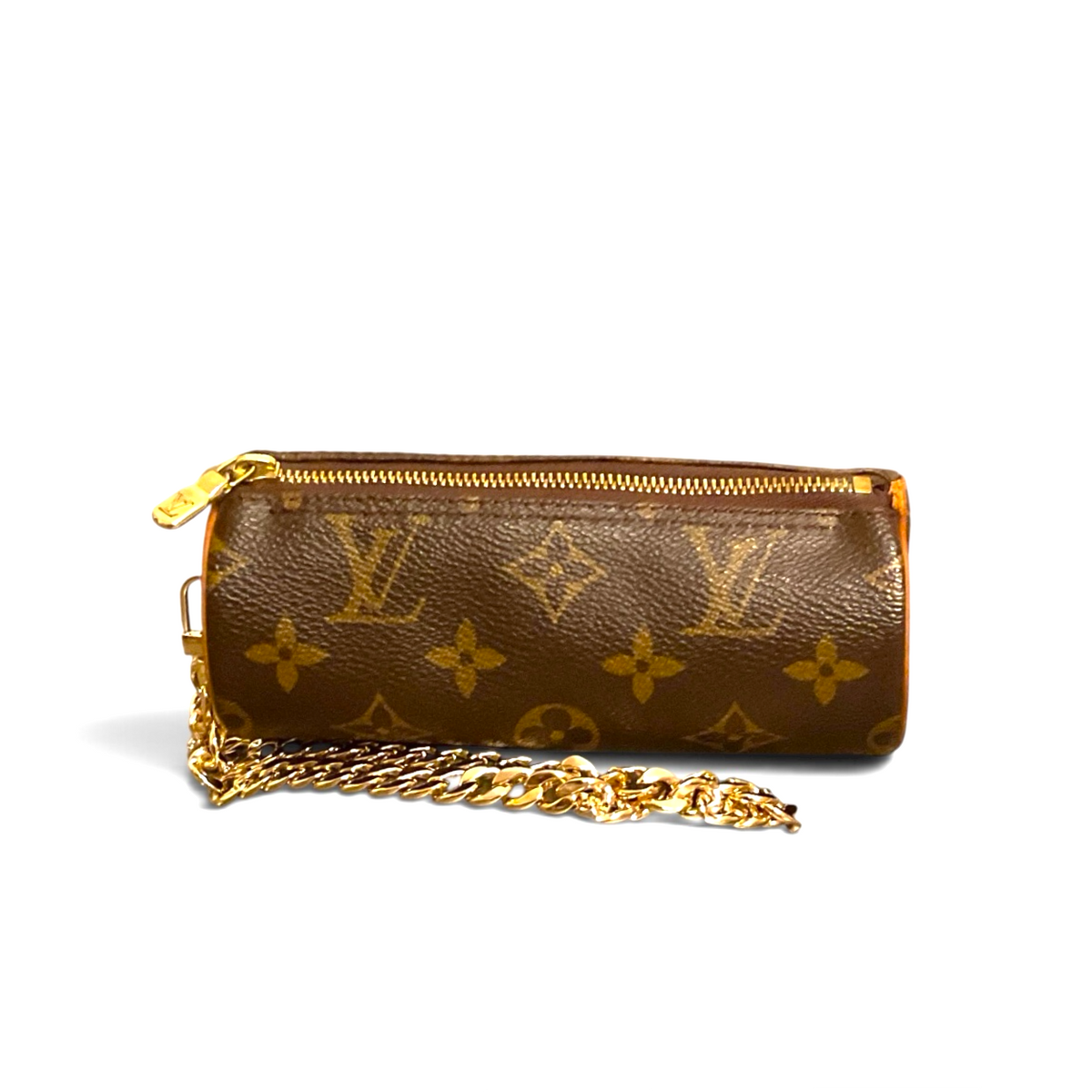 Vintage Louis Vuitton Monogram Mini Papillon Gold-Tone Chain Wristlet