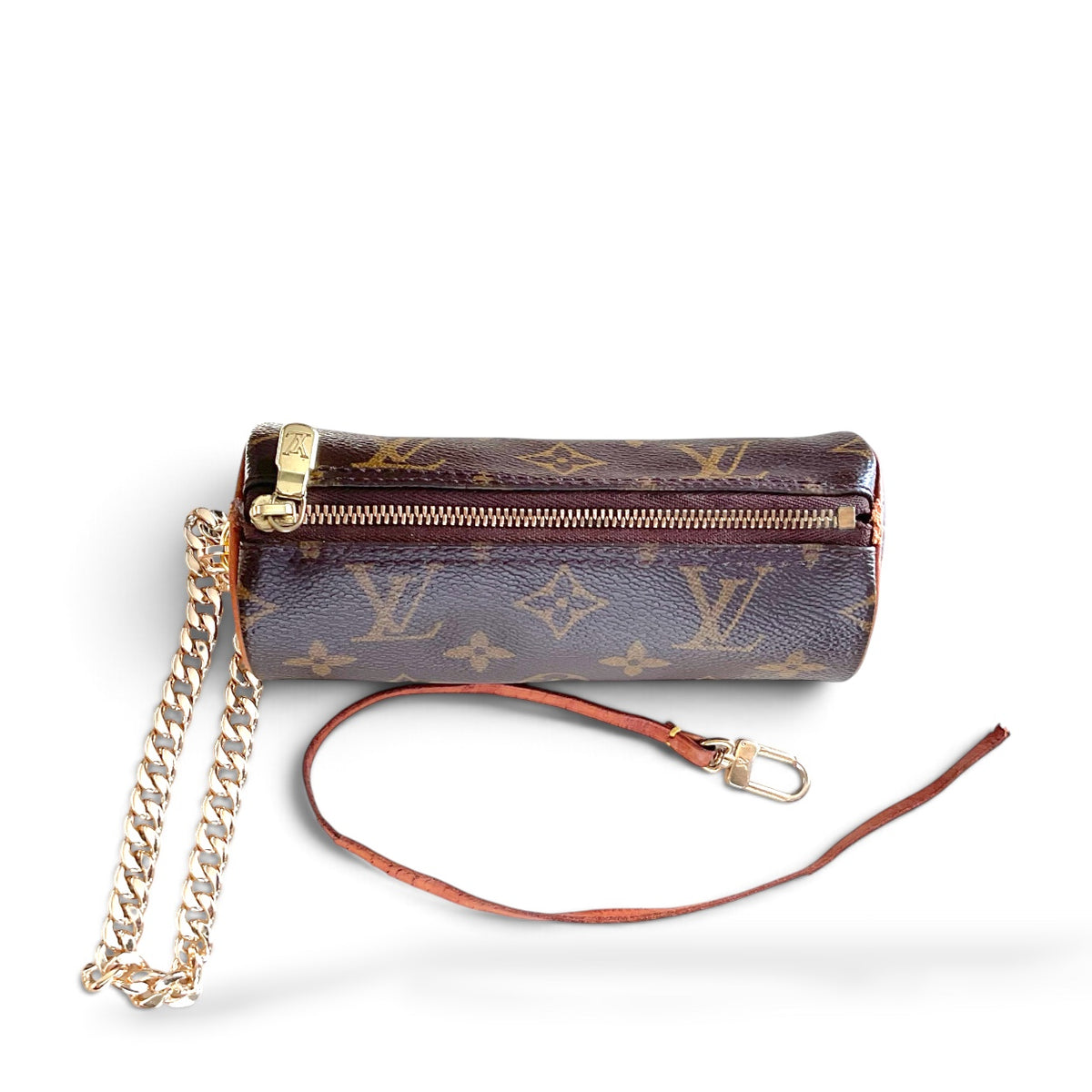 Vintage Louis Vuitton Monogram Mini Papillon Gold-Tone Chain Wristlet