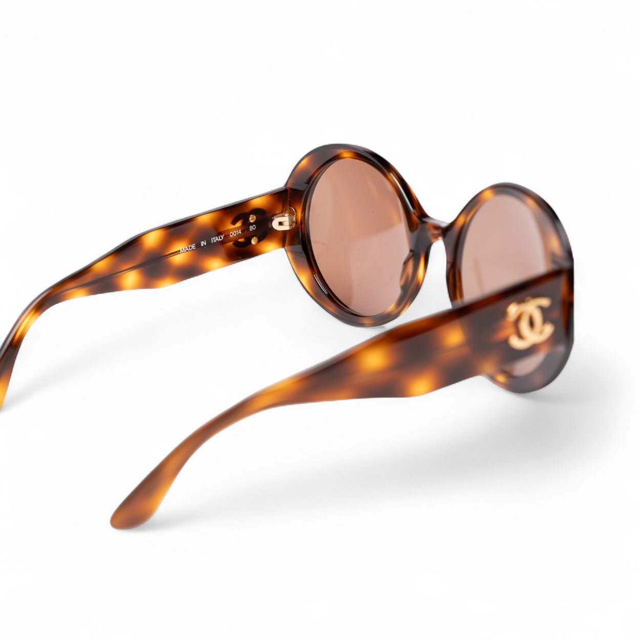 Authentic, Pre-owned Chanel Vintage Gold Tortoise Shell Sunglasses #0014 80