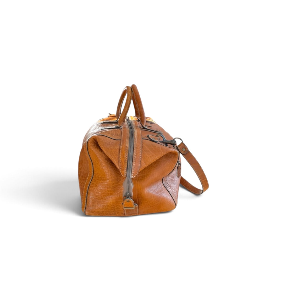 Goldpfeil Vintage Oxford Sportline Leather Boston Bag, Cognac