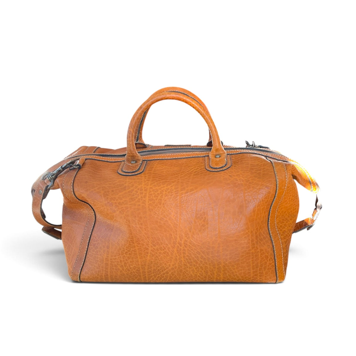 Goldpfeil Vintage Oxford Sportline Leather Boston Bag, Cognac
