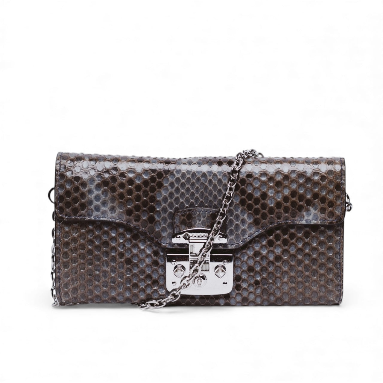 Authentic, Pre-owned Gucci Python Lady Lock Wallet On A Chain