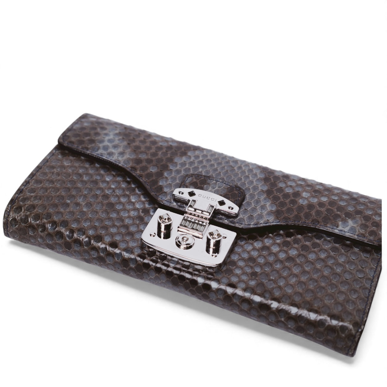 Authentic, Pre-owned Gucci Python Lady Lock Wallet On A Chain