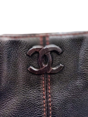 Chanel Leather & Wooden Chain Handle Tote Bag