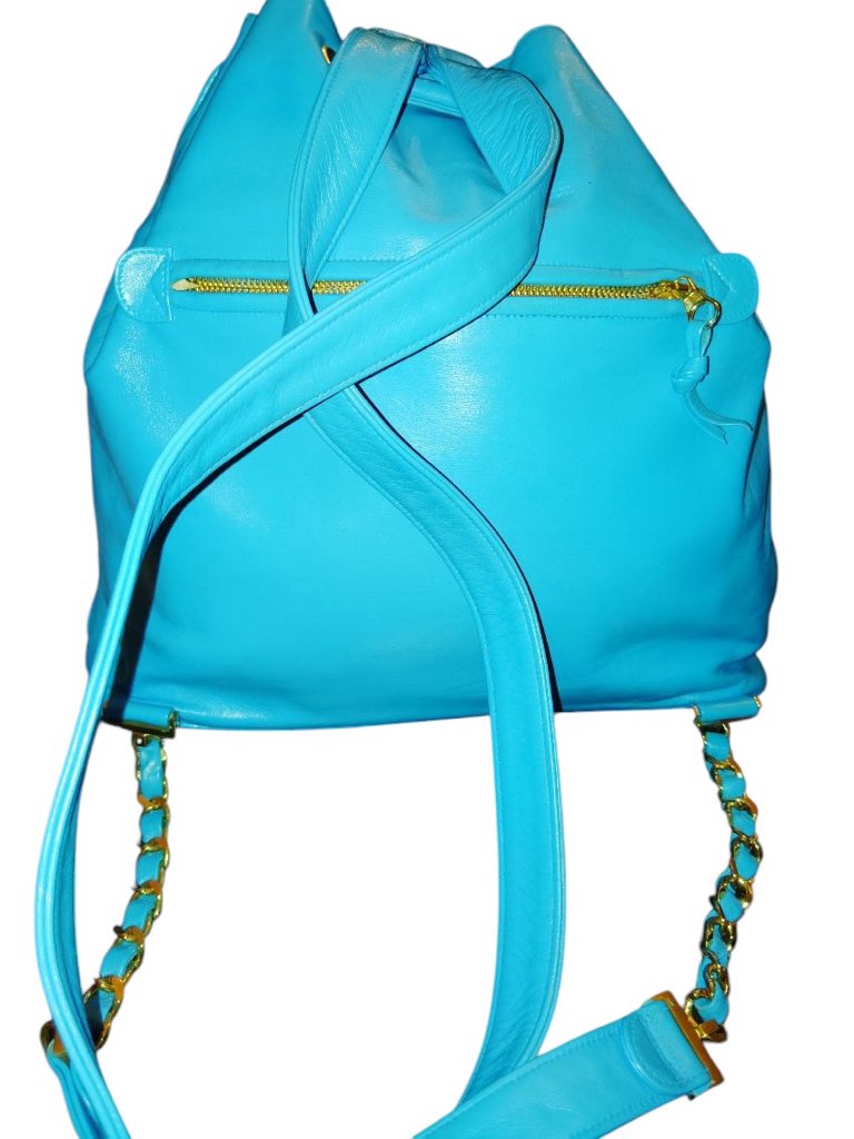 Chanel Vintage Deauville Lambskin Backpack, Turquoise