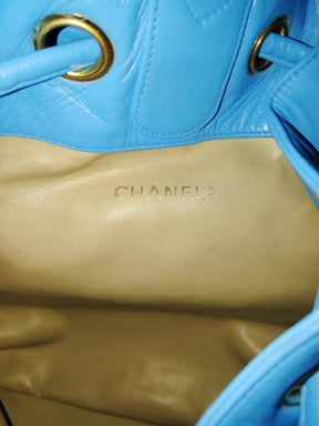 Chanel Vintage Deauville Lambskin Backpack, Turquoise