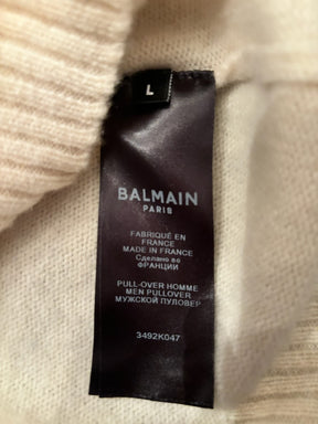 Men's Balmain Paris Oversized Ivory Cashmere Sweater, EU L