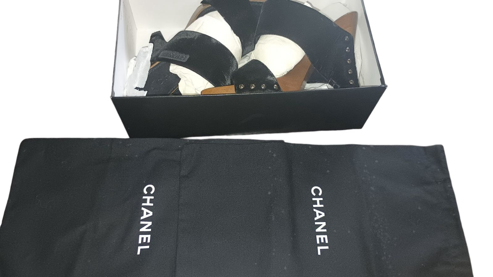 Chanel 2003 collection velvet platform sandals