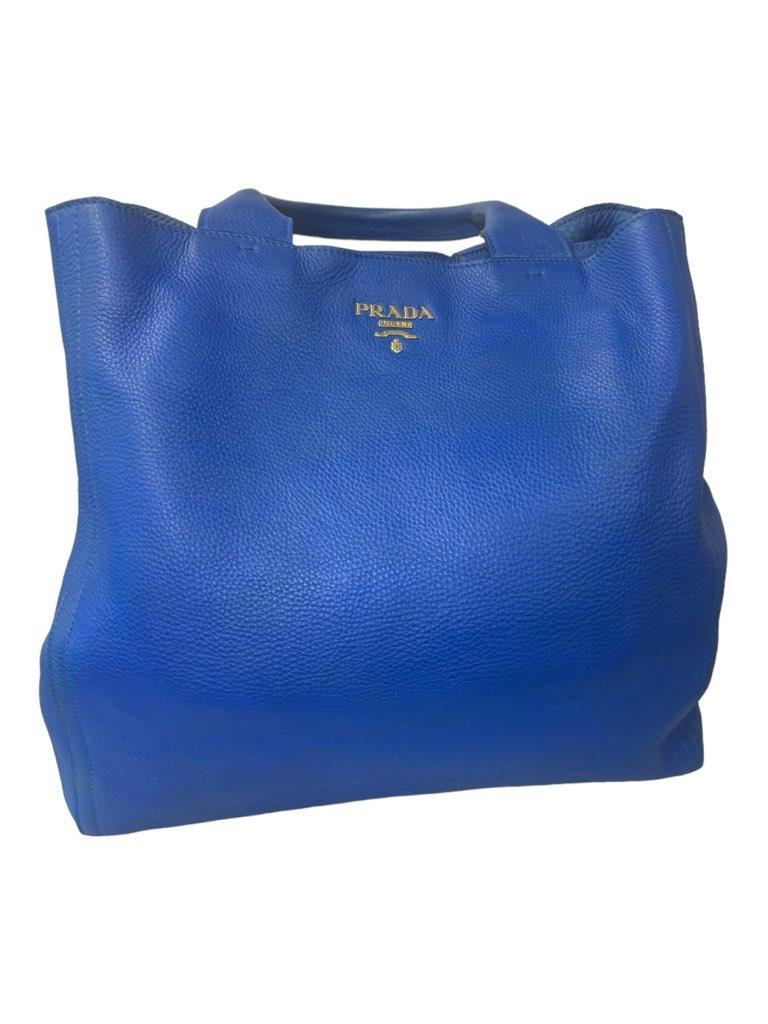 Prada Vitello Daino Leather Shopping Tote, Cobalt Blue