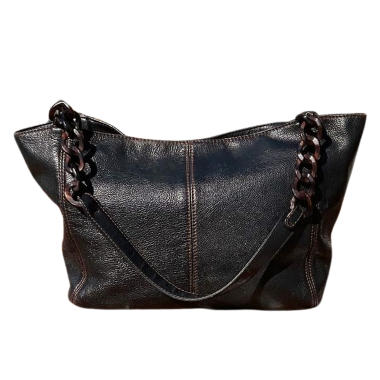 Chanel Leather & Wooden Chain Handle Tote Bag